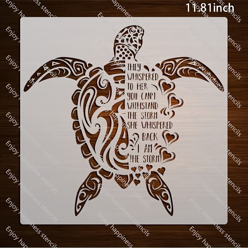 TEMU 1 Turtle - 11.81x11.81 Inches - Reusable Painting Template - Used On Pillows, Canvases, Clothing, Picture Frames, Walls, And More