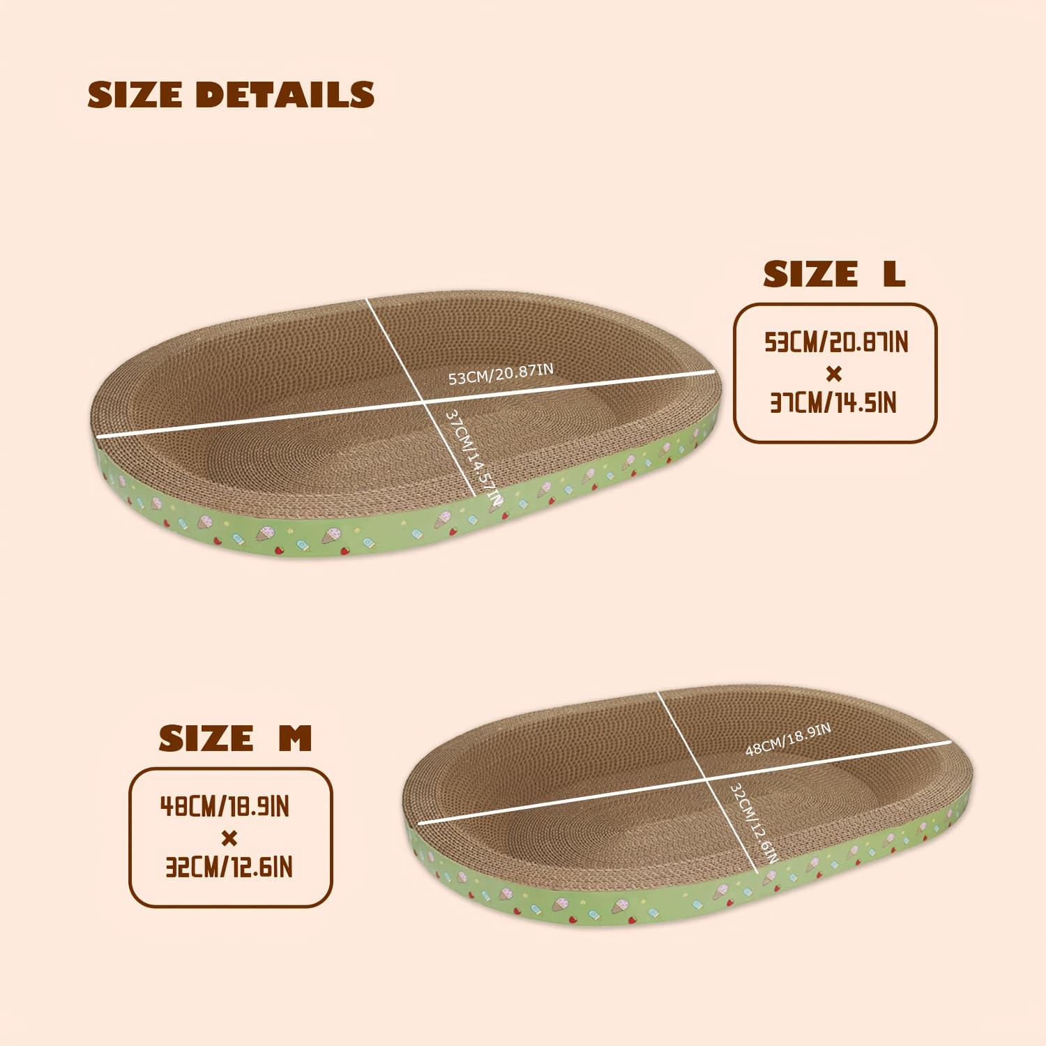 TEMU Topac 3-pack Oval Cat Scratching Lounger, Thick High-density Corrugated Cardboard, Durable Cat Scratch Pads, Cat Lounge Bed For Indoor Cats, Play, Rest And Protect Furniture