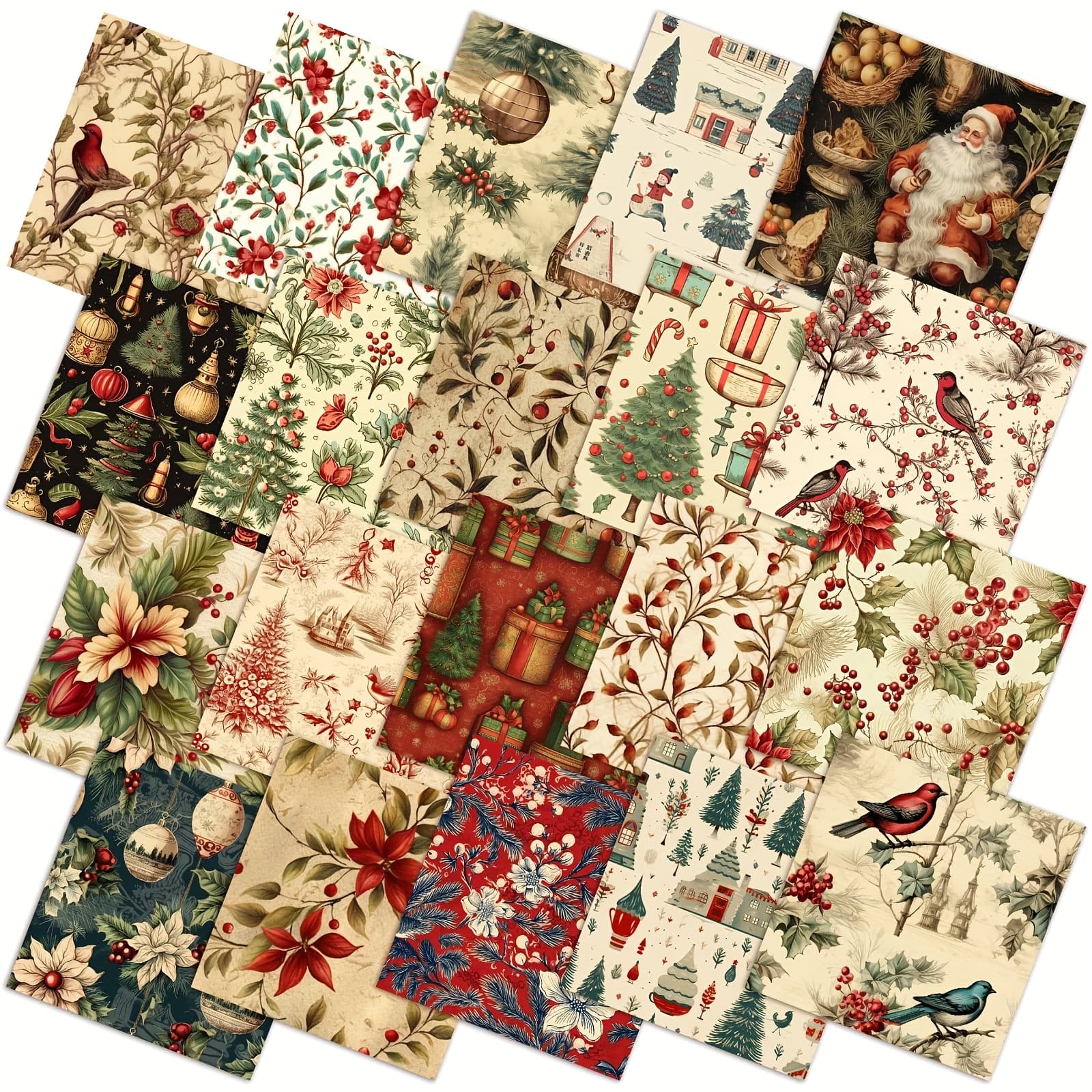 TEMU 60pcs 10 X 10 Inch Vintage Christmas Quilting Fabric Rustic Christmas Fat Squares Precut Strips Santa Claus Red Fabric Bundles For Quilting Crafting Diy Craft Sewing
