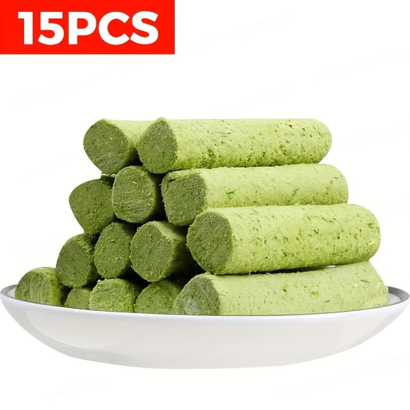TEMU 15pcs Freeze-dried Dog Grass Chew Sticks For Dogs Dental Treats For Puppies & Adult Dogs, Supports Hairball Removal & Digestive Health, Breath