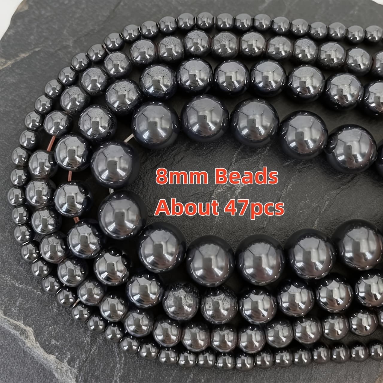 TEMU Black Hematite Loose Polished Round Stones, Making Jewelry With . Ideal For Bracelets, Necklaces, And Other Handcrafted Jewelry. A Must-have For Craft Enthusiasts