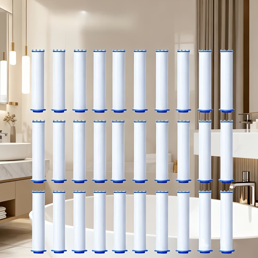 TEMU 30pcs Shower Head Filter - Pp Fiber Filter, For Shower Head - Water Purification - Bathroom Accessories - Long Strip Shape - Fiber Material - Complete Set Type