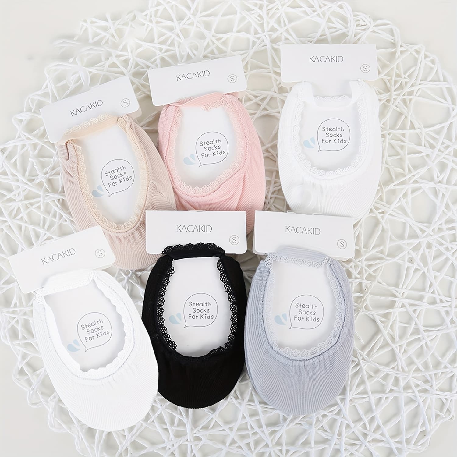 TEMU 6 Pairs Pc Of Lace-up Socks For Baby Girls, Cute Lace Boat Socks For Baby Girls, Summer Soft Lace-up Boat Socks