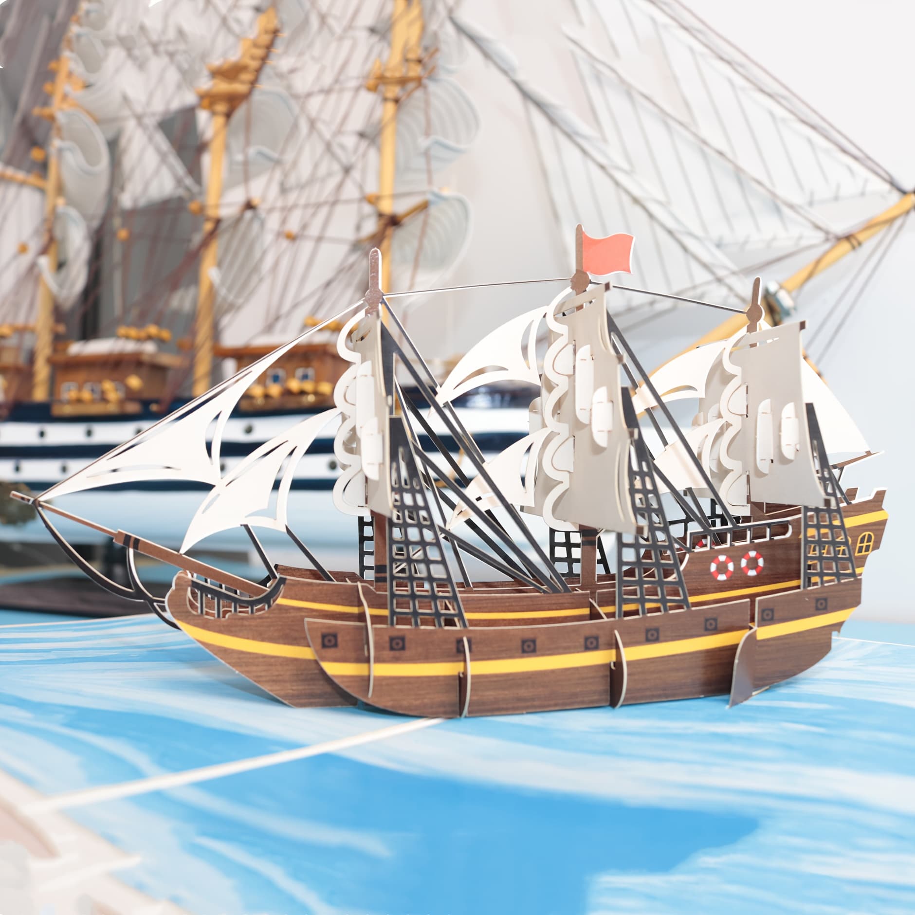 TEMU 1pc Pop-up Handmade 3d Greeting Card, Blue Sailboat Pattern, Nautical Theme, Suitable For To Everyone, Perfect For Father's Day/graduation/greetings/birthday And Occasions, Party Invitation Card