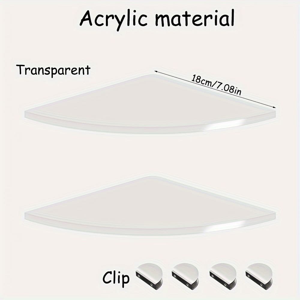 TEMU Set Of 2 Acrylic Wall-mounted Floating Corner Shelves, Suitable For Use In The Bedroom, Living Room, Bathroom, And Kitchen (transparent)