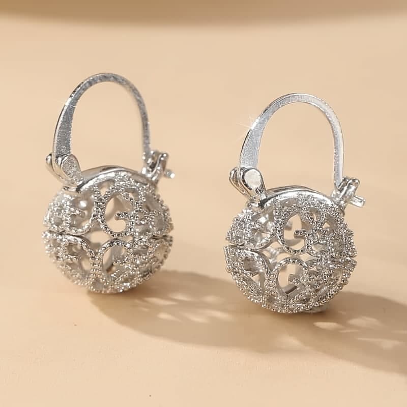 TEMU Art Deco Lever-back Earrings Vintage Style Silvery Plated Earrings Dangle Earrings, Women, Silvery A Pair, Earrings, Holiday Gifts