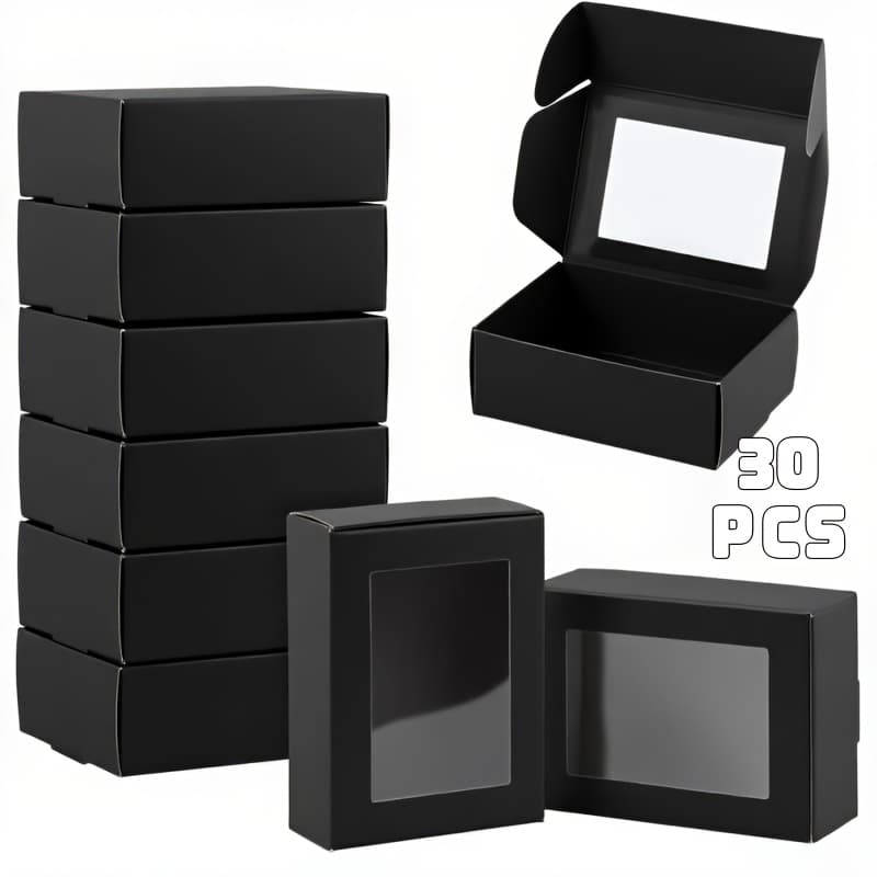 TEMU Gift For Her/him 30 Gift Boxes And Clothing Boxes, Multicolored Window Gift Boxes, In Color Combinations (white, Black, Pink, Brown), Suitable For Small Gifts, Party Favors, And Craft Packaging