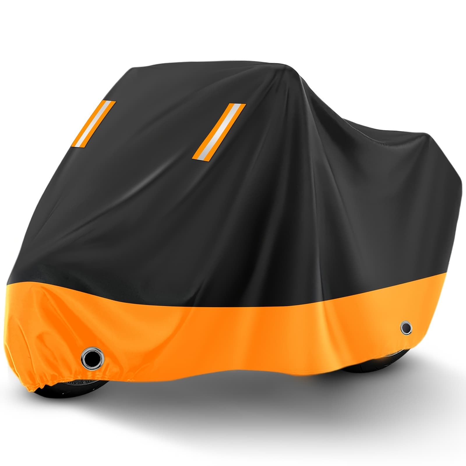 TEMU Motorcycle Cover, 210d, Outdoor Uv And Dust Protection, Protects Paintwork With Reflective Strips, Suitable For -davidson, For , And For (black And Orange)