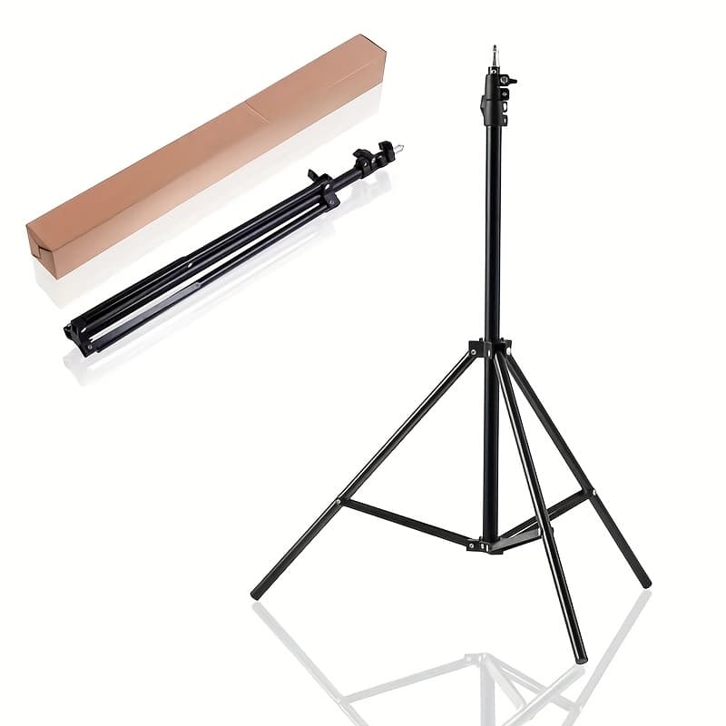 TEMU Heavy Duty Light Stand 6.89 Feet/2 Meters Adjustable Spring Cushioned Metal Photography Tripod Stand For Photo Studio Speedlight, Ring Light, Photographic Equipments Thickening Flash Stand