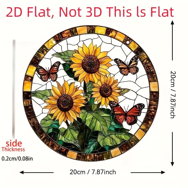 TEMU 2d Flat, 1pc 2d And Sunflower Sun Catcher, Landscape Decorations, Ideal Gift For And , Ornament For Home, Office, Bedroom, Cafe, Unique Gift Idea For , 2d Flat