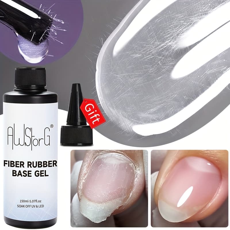 TEMU Awstorg 150ml Fiber Rubber Repair Nails Acrylic Hard Gel Clear Nude Nails Art Manicure Semi Permanent