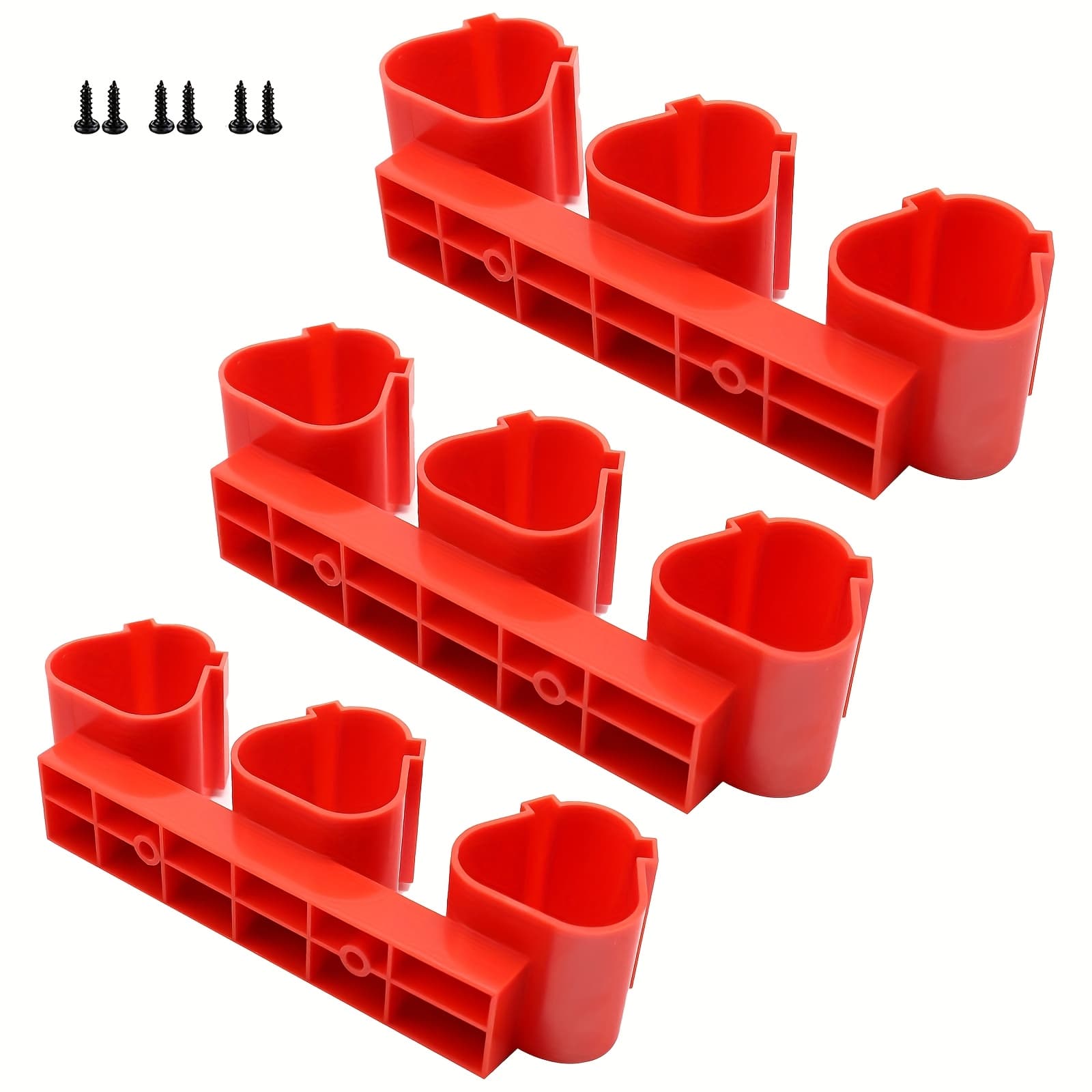 TEMU 3 Sets Plastic Wall Mounted Battery Storage Racks | Durable Red Bracket Shelves For Tool Organization
