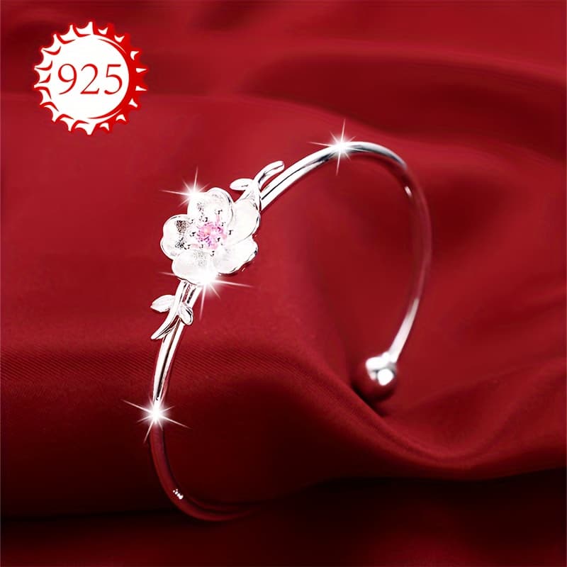 TEMU 925 Silver Allergy Bracelet, , Female Cherry Bracelet, Hand Accessories, Gifts For Couples And , Suitable For Daily Weddings, Beach Vacations, Thanksgiving Christmas