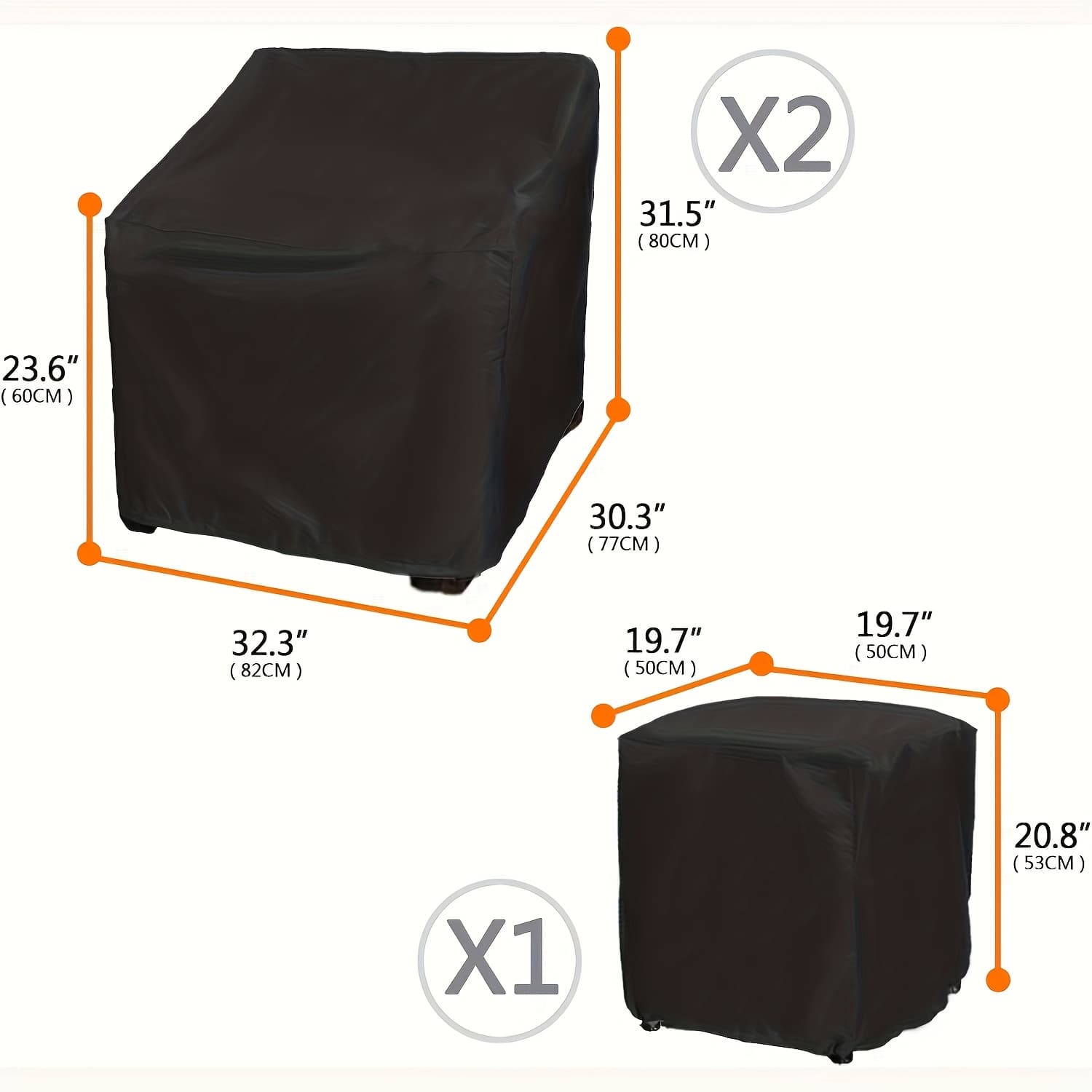 TEMU 3pcs Heavy-duty Oxford Fabric Outdoor Furniture Cover Set With Pu Coating & Closure - Wicker/rattan Sofa, Loveseat & Chair Protectors (black) - Uv-resistant, Use For Patio, Garden, Balcony