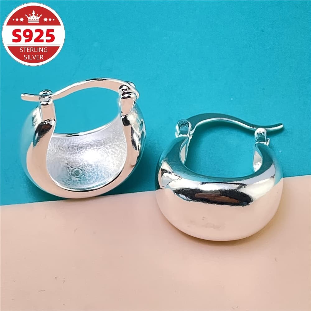 TEMU A Pair Of Smooth Small Ear Cuff Earrings Made Of S925 Sterling Silver, Ideal For Women's And ' Jewelry. Perfect As A Gift For Valentine's Day, , Or Carnival