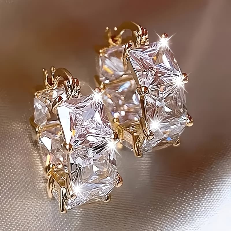 TEMU 1 Pair Of Kc Cubic Synthetic Zirconia Drop Earrings - Luxurious Boho Style, Weddings, Parties, And Formal Events, Formal Event Earrings|boho Earring Design