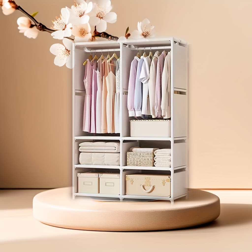 TEMU Small Apartments Can Have Large Storage! Portable Wardrobe With Drawers, Floor Hangers Are Super Practical, Portable Closets