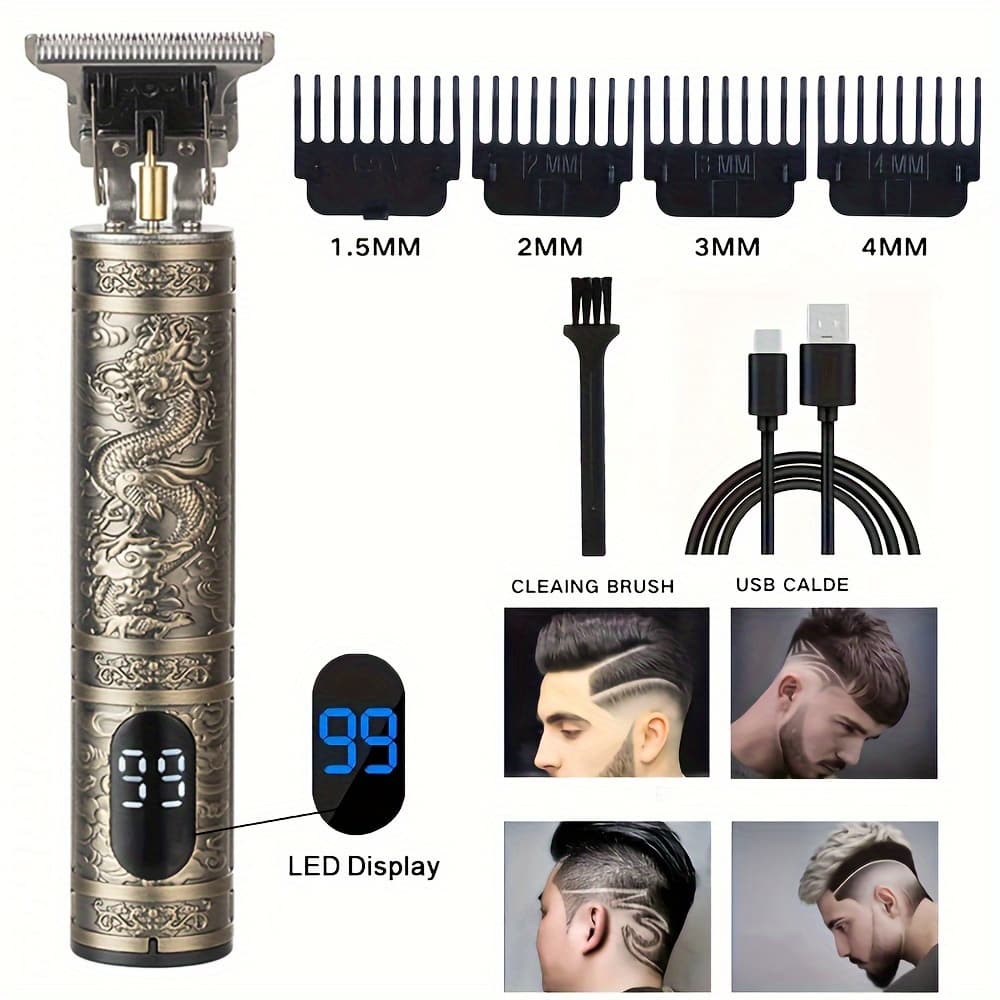 TEMU Rechargeable Hair Clipper Barber Professional Trimmer Beard Shaver Men's Hair Cutting Machine Electric Clipper