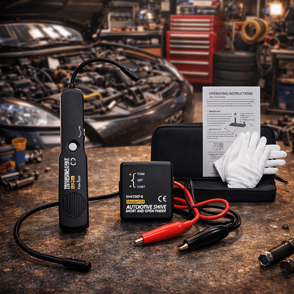 TEMU Em415pro Automotive Electrical Diagnostic Kit-6-42v Short & Open Circuit Finder, Car Wire Tracer Tool Set With 7" Flexible Probe, Alligator Clips, Zipper Carry Case & Work Gloves