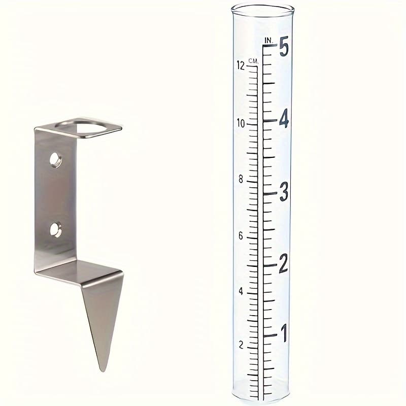 TEMU 5" Capacity Rain Gauge With 2 In 1 Stainless Steel Rack Holder, Garden Yard Rain Water Gauge With Wall Hanging/ground Insert 2 Installation Methodsfor Yards, Lawns, Pathway, Patio
