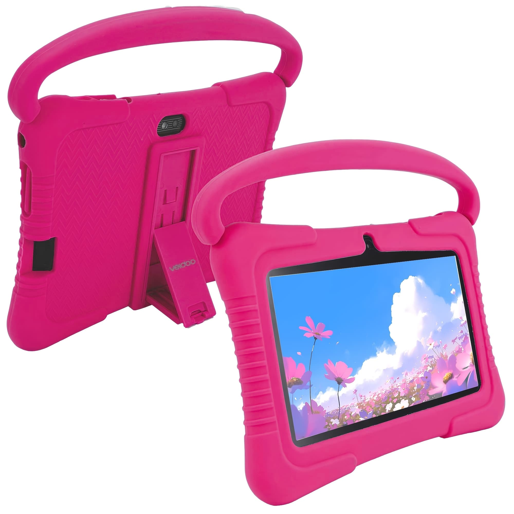 TEMU Veidoo, 7 Inch Kids Tablet, 2gb +32gb Rom, Screen, Wifi, Dual Camera, Educational Games, App, Tablet, Tablet With Silicone Cover (pink)