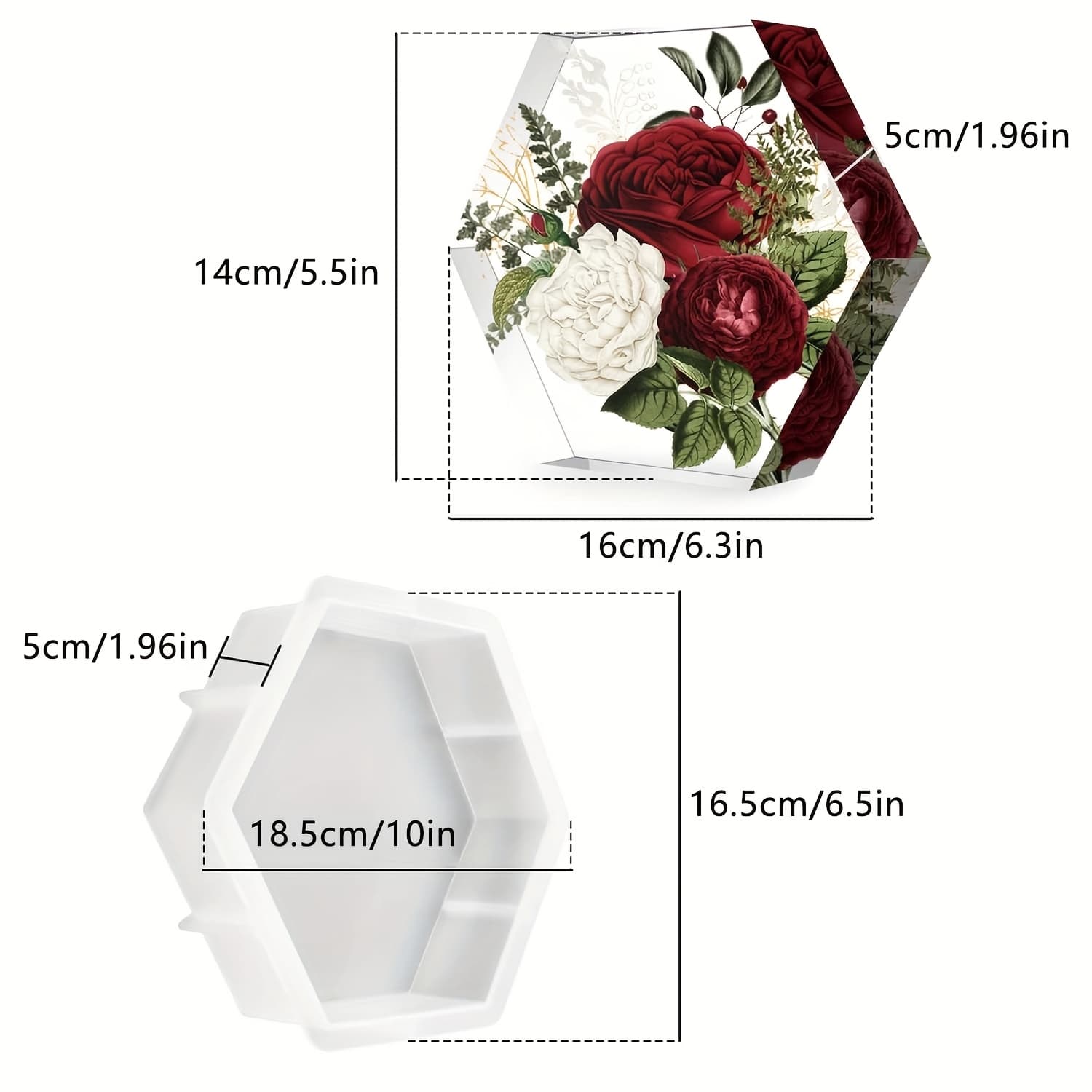 TEMU 1pc - Large Hexagonal Resin Mold, Deep Epoxy Silicone Mold For Epoxy Resin Casting, Flower Preservation, Bookends, Diy Wedding Decor, Home Goods