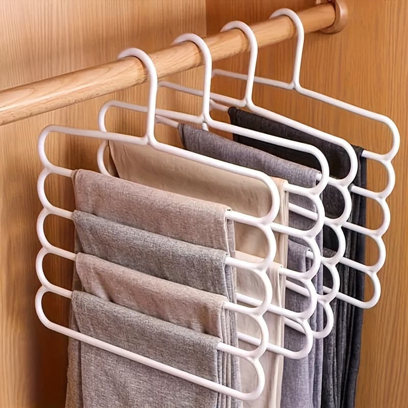 TEMU 5pcs, Multifunctional Five-layer Pants Rack, Anti Slip, Clothing Store Wardrobe Clothes Hanger, Scarf Storage Hanging Rack, Pants Rack