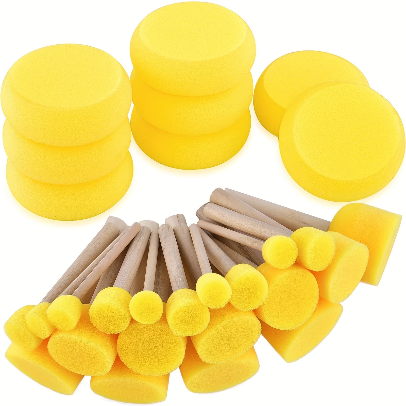 TEMU 28pcs Round Sponge Brushes, Artist Painting Foam Sponges For Watercolor, Crafts, Face Painting