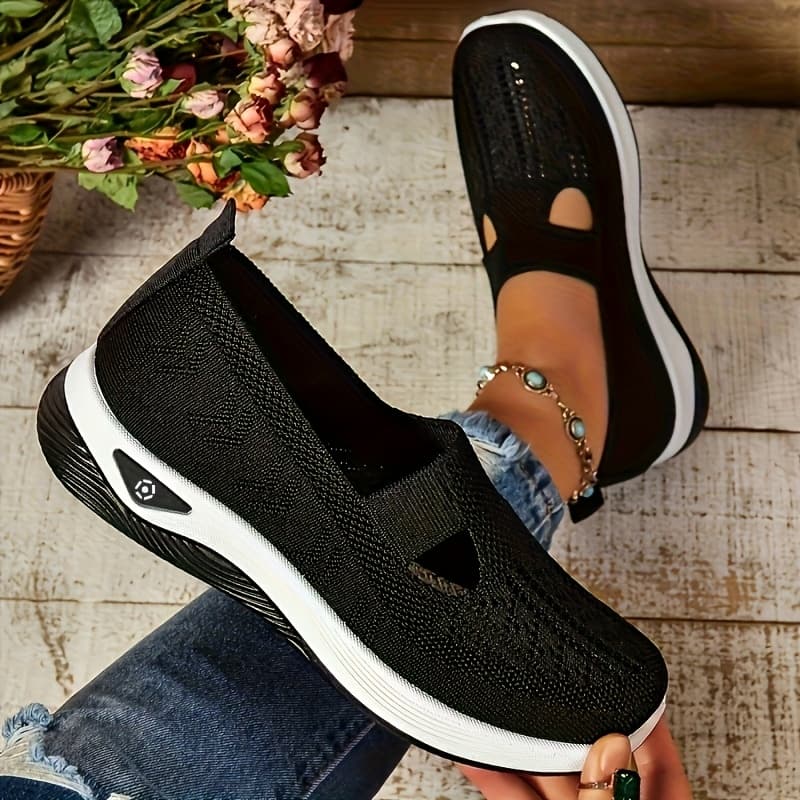 TEMU 1 Pair Women's Breathable Mesh Slip-on Sneakers - Lightweight Casual Fashion Shoes With Cushioned Pvc Sole, For Walking, & Casual Attire, Comfy Shoes