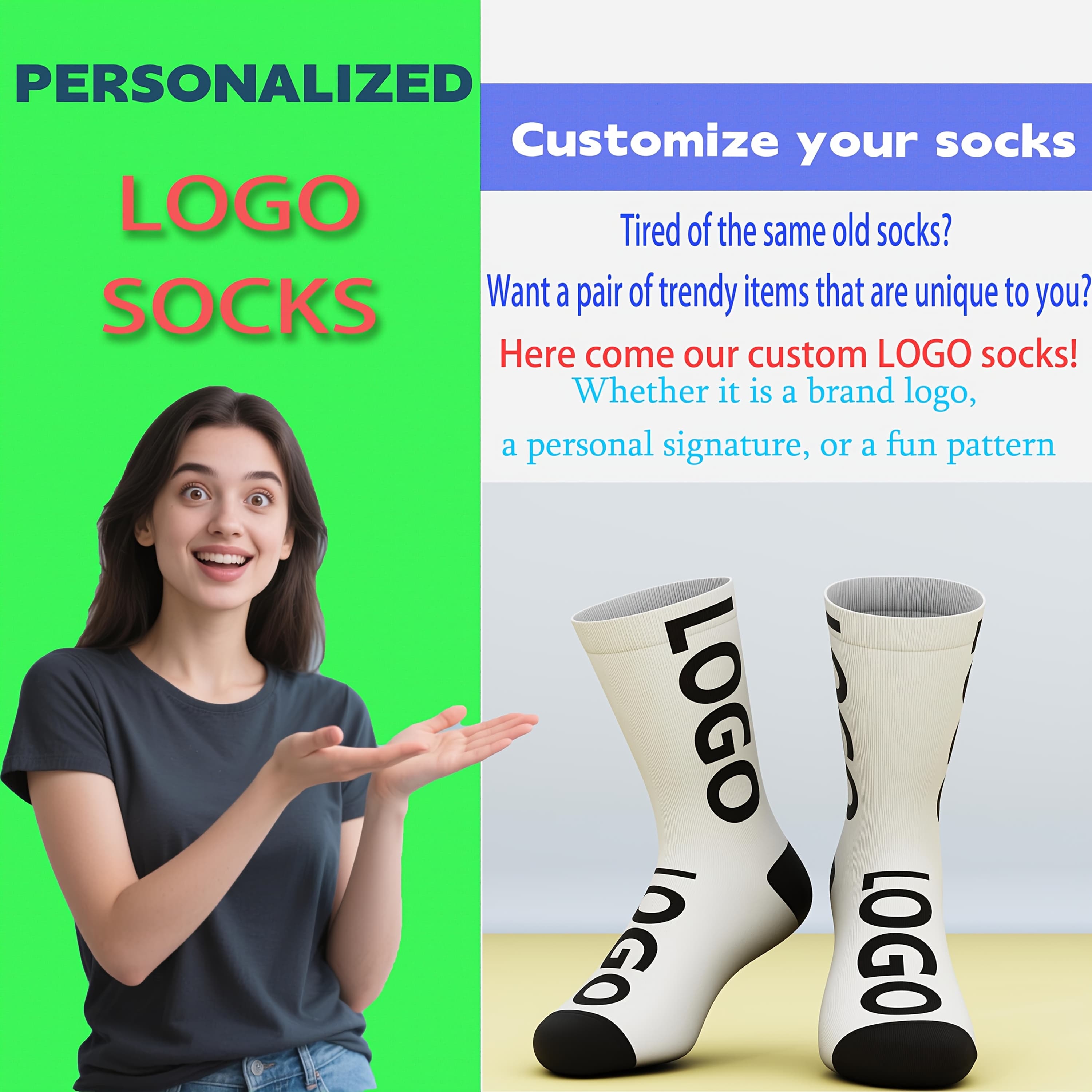 TEMU Corporate Gift Socks With Logo - Breathable Polyester Crew Socks | Promotional Events And Employee Gifts