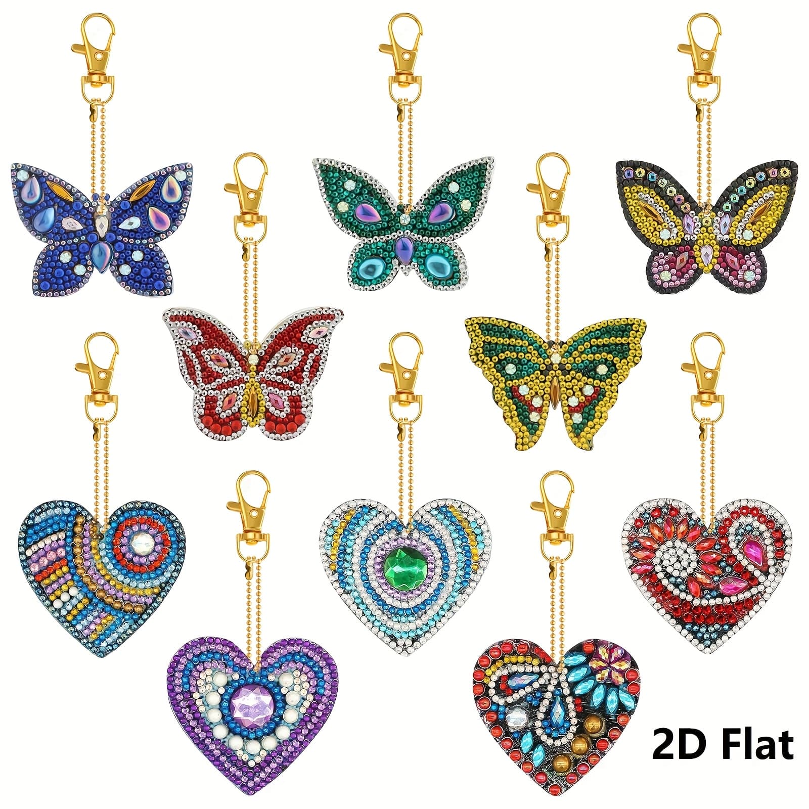 TEMU 10pcs Diamond Painting Keychains, And Charms, Ladies' Backpack Pendant Decorations, Creative Handmade Supplies For Party Supplies And Christmas Decoration