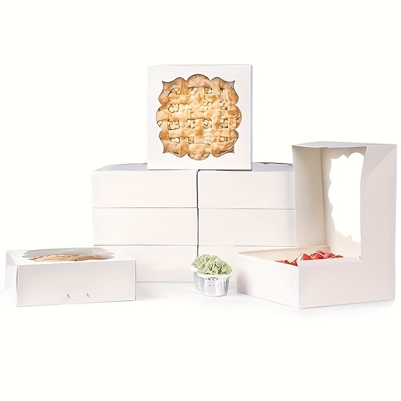 TEMU 20 Pack Pie Boxes Cake Boxes Bakery Boxes With Window Pastry Boxes For Gift 9x9x3inch (white)