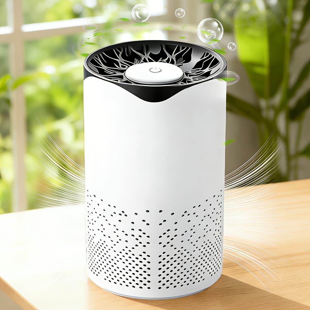 TEMU Compact With Hepa Filter And Usb Power Cord To Keep The , Suitable For Home, Office, Car, Bedroom, Effectively Remove Pet Hair, Pollen, Smoke And Odor Pollutants
