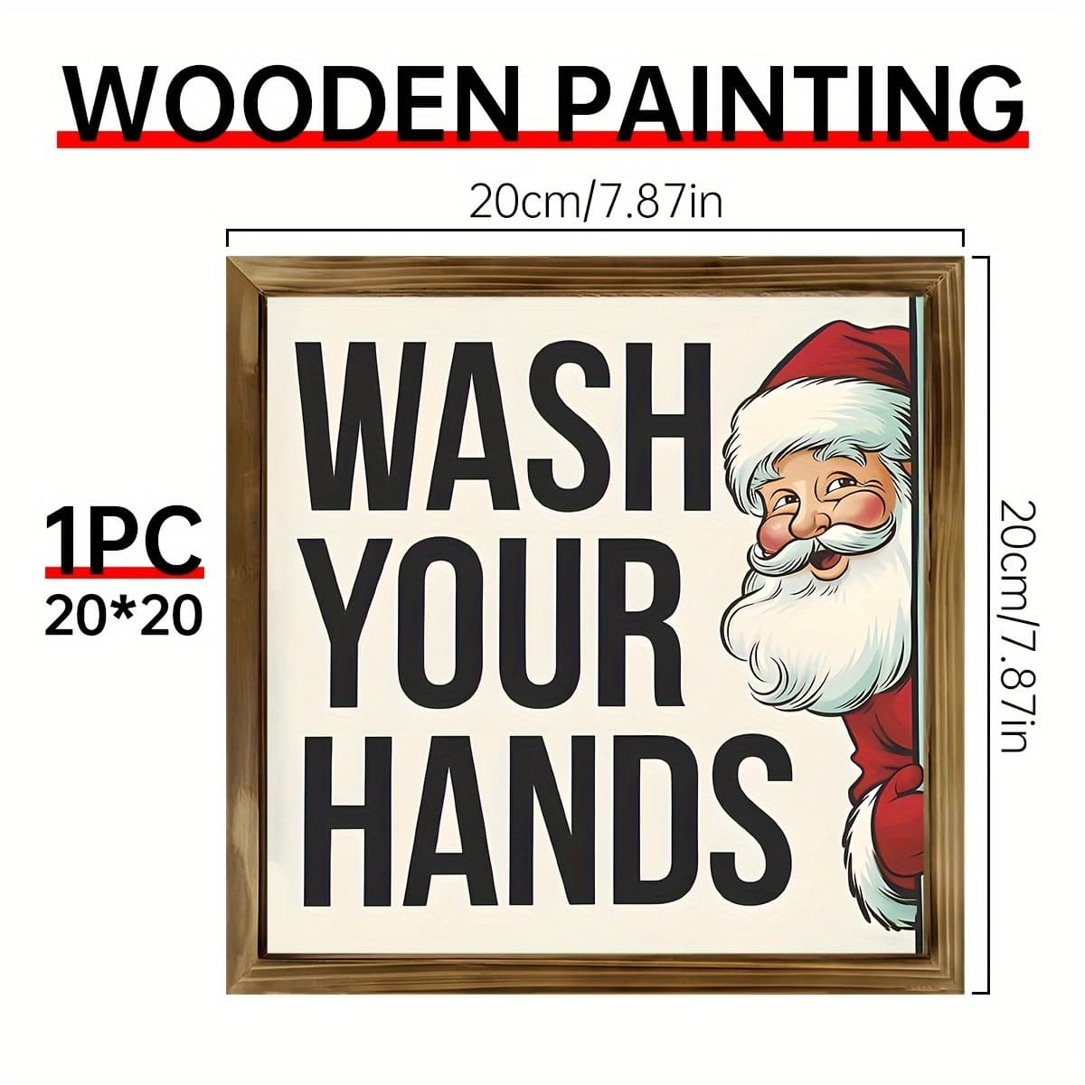 TEMU 1 Wooden Sign Featuring A Santa Claus Design With 'wash Your Hands' - A Vintage-style Decoration Suitable For The Kitchen, Bathroom, Bedroom