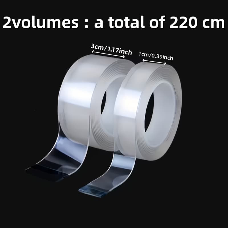 TEMU 2 Rolls Of Extra-wide Double-sided Tape - Reusable, High Strength, Residue-free, Suitable For Home, Office And Car - Perfect For Crafts, Paintings And Wallpaper, Transparent Tape