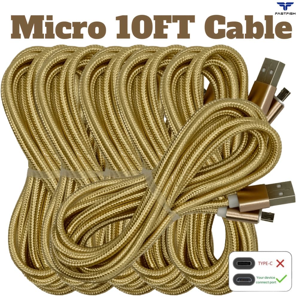 TEMU Fastfish 6pcs Heavy Duty Usb Fast Charger Data Cable Cord 10ft For Htc For Lg