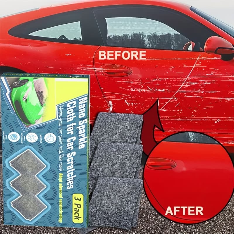 TEMU 3pcs Cloth For Car Scratches, Nanosparklecloth Scratch Remover Erase Car Scratches Paint Residues Water Spots Remover, Nano Sparkle Cloth Scratch Remover Repair Scratches
