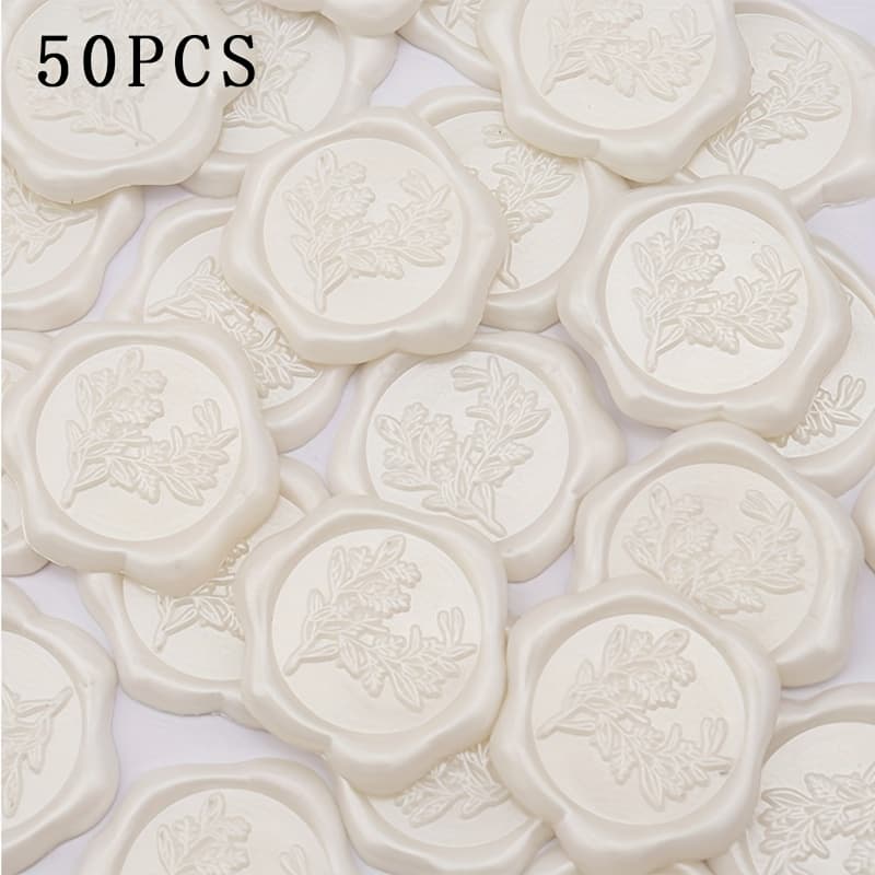 TEMU 25/50pcs Pearlescent White Wax Seal Stickers Eucalyptus Leaf Patterns, Wedding Invitation Envelope Stickers, Self-adhesive Stickers, Wax-sealed Labels, Perfect Invitations Card Envelope