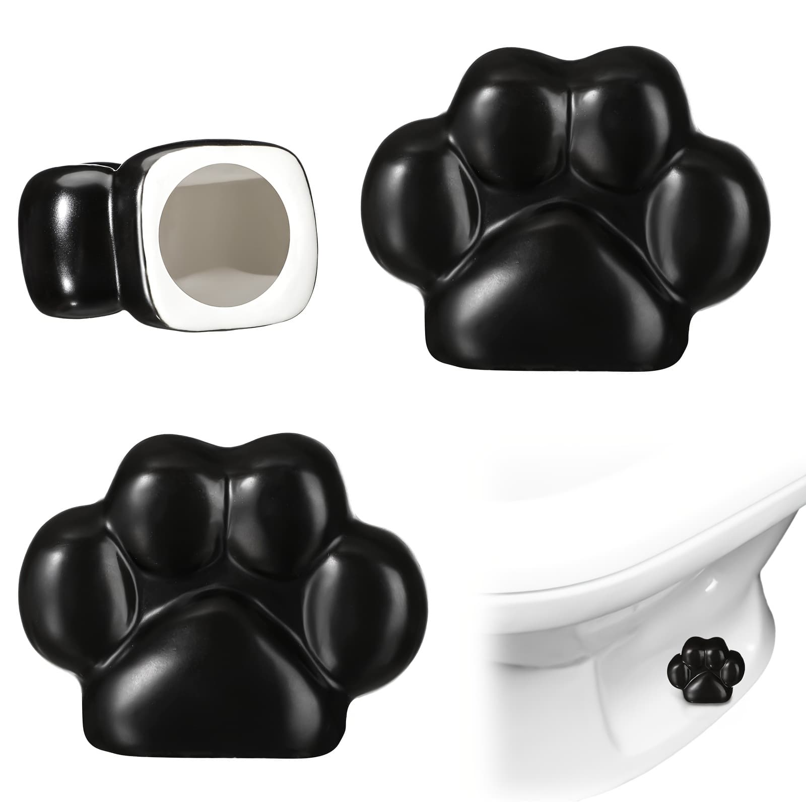 TEMU 2 Pack Toilet Caps Decorative Paw Print Toilet Screw Covers Cute Ceramic Bathroom Decor Fun Themed Gadgets Bathroom Replacement Parts
