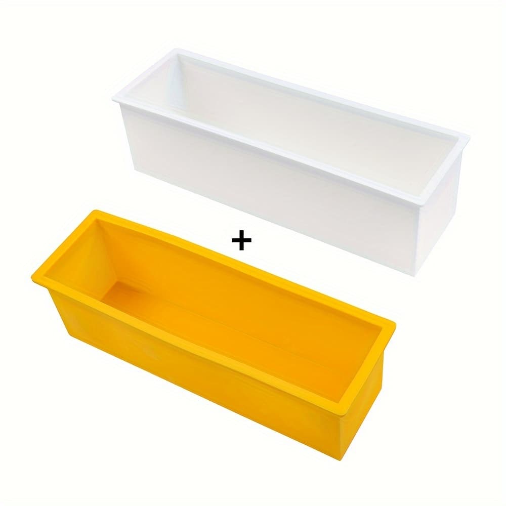 TEMU 1pc Soap Mold With Plastic Box, Flexible Silicone Rectangular Mold 42oz, Swirl Making Tool For Diy Soap, Handmade Candles, Resin Casting