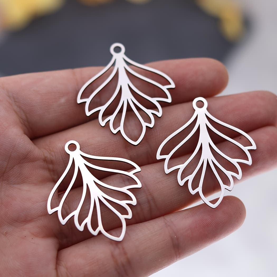 TEMU Set Of 3 Metal Charms Featuring Tree Leaves And Branches, Perfect For Jewelry Like Necklaces, Bracelets, And Earrings