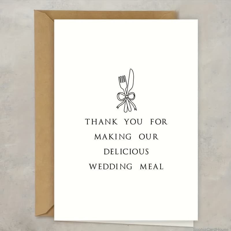 TEMU 1pc / 6pcs Set With Envelopes, Elegant Wedding Thank You Cards For , Caterer Thank You Notes, White And , English Text, Office Stationery