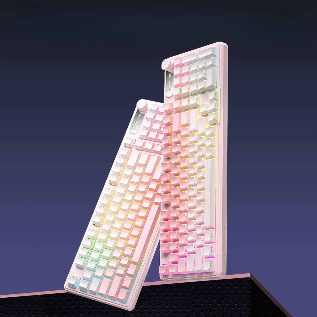 TEMU Klzo's Latest Wireless Bluetooth Mechanical Silent Keyboard, Featuring With Support For Bluetooth/2.4g/type-c Connections. Built--absorbing Layer, Mechanical Feel, , , Side-engraved Gradient