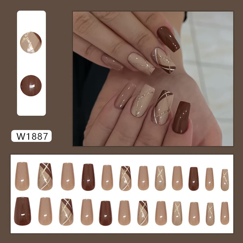 TEMU Retro Fine Glitter Checkered Early Spring Versatile Detachable Nails In European And
