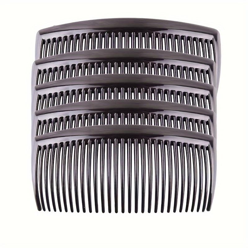 TEMU Set Of 5 Plastic Side Twist Combs For French Twists, Featuring Toothed Additions For Fine Hair For Women