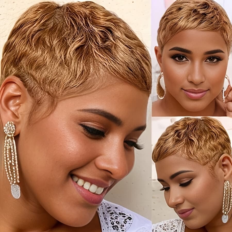 TEMU Light Brown Ultra-short Hair Style, Stylish And Full Of Personality. The Hair Strands Texture And Volume Synthetic Wigs For Women Short Hair Wigs For Wig