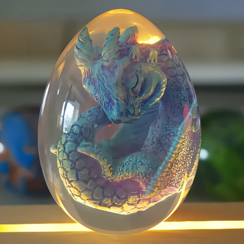 TEMU Transparent Resin Statue Dragon Egg Dinosaur Souvenir Decor Birthday Christmas New Year Gifts