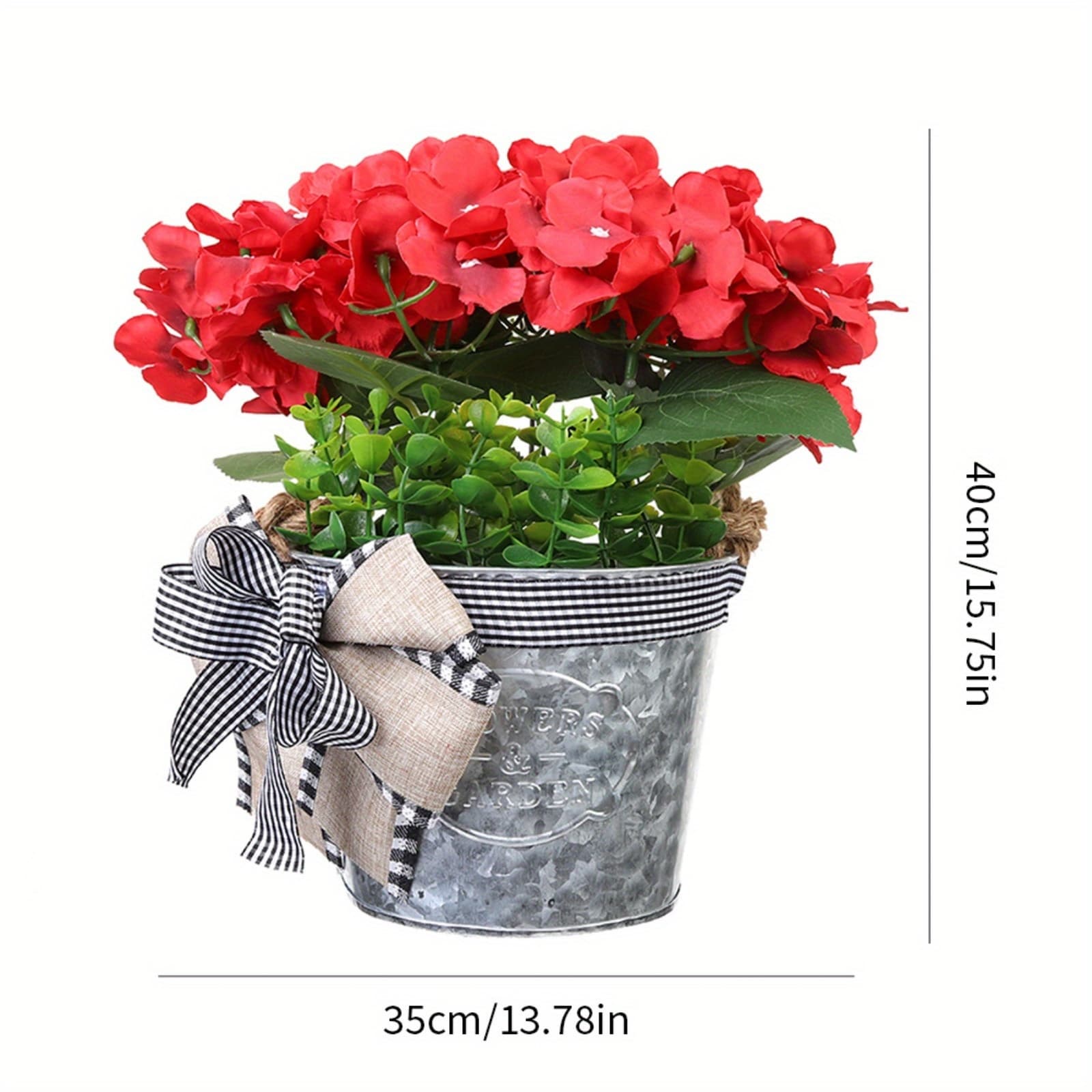 TEMU Bucket Wreath Wreaths For Front Door Spring Door Wreath Farmhouse Wreath Spring Door Decor Geranium Wreath Rustic Wreath