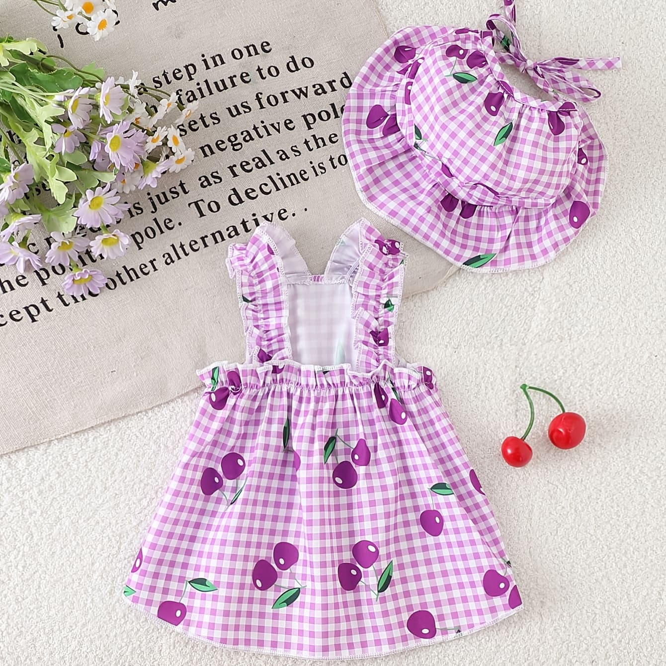 TEMU Classic With Cherry Print Hooded Dog Dress