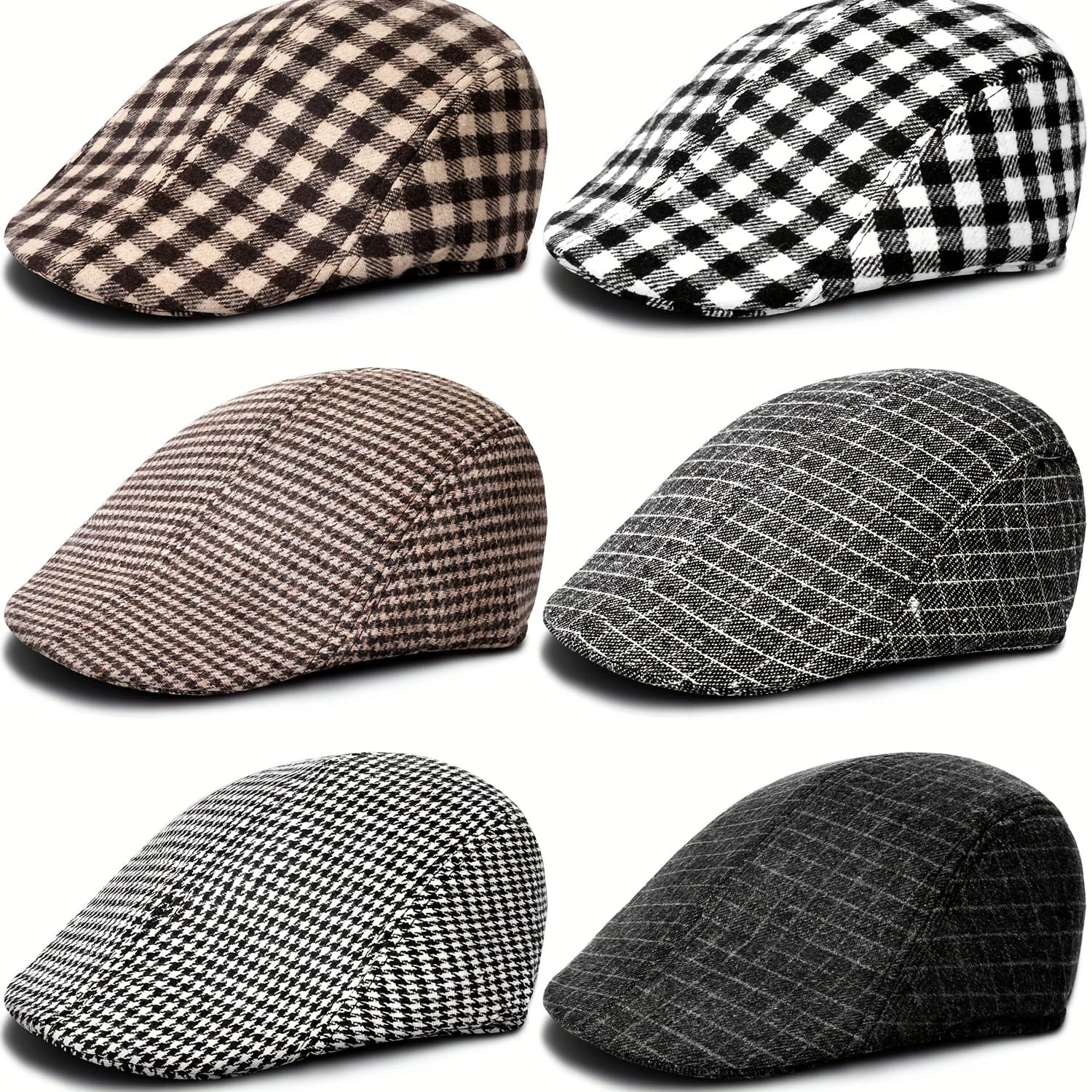 TEMU 6pcs Newsboy For Men Classic Herringbone Irish Hat For Driving Hunting